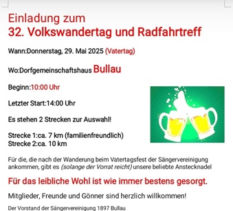Ankündigung Volkswandertag (Vorschaubild)